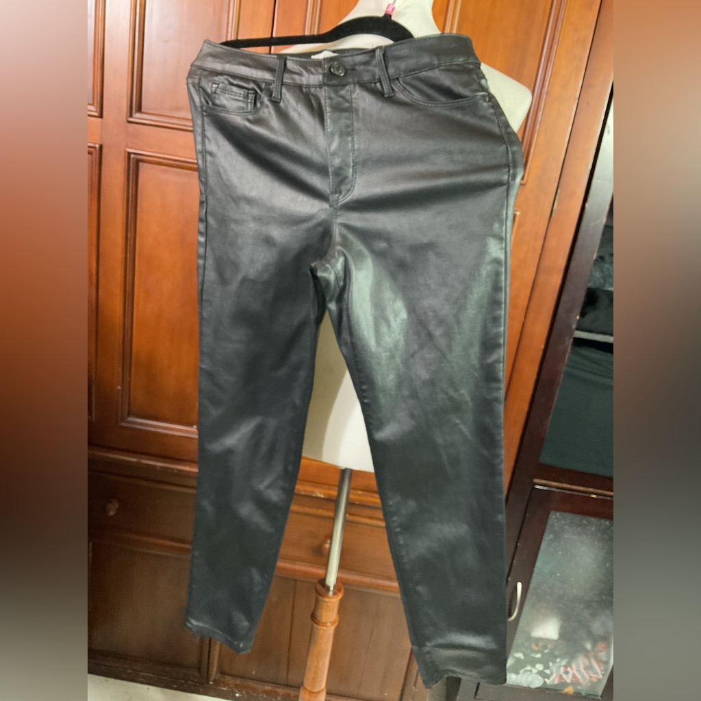 Social Standard Sanctuary Ankle Skinny Faux Leather Pants Sz 6 Solid Black Lknw
